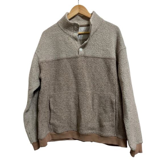 Outdoor‎ Voices mega fleece snap up beige size Large - Picture 1 of 6
